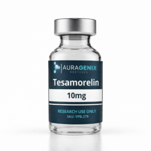 Tesamorelin research peptide laboratory vial